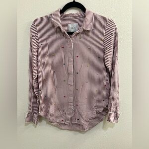 Rails Taylor Marseille Stripe Rainbow Hearts Shirt